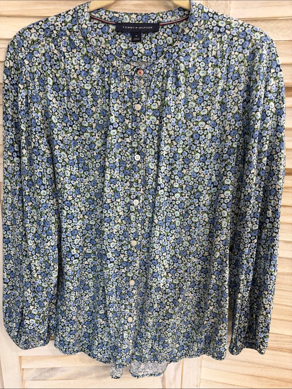 Tommy Hilfiger Blue and Cream Floral Button-Down Shirt